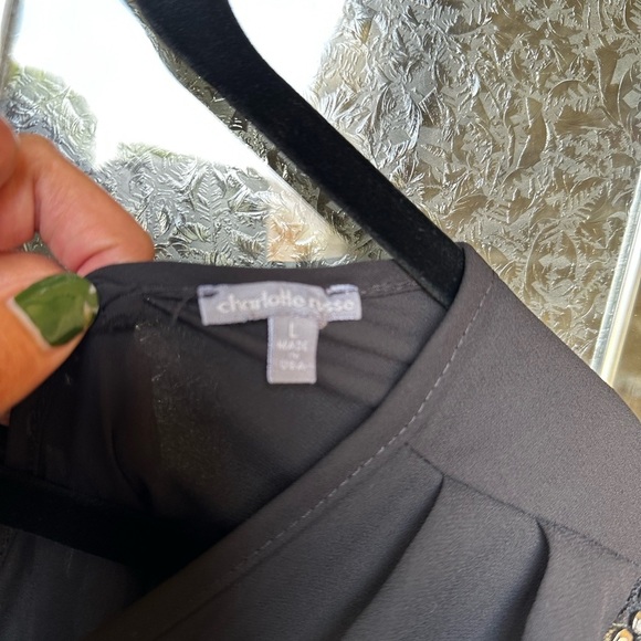 Charlotte Russe Black Blouse with Beaded Shoulders - Picture 2 of 7